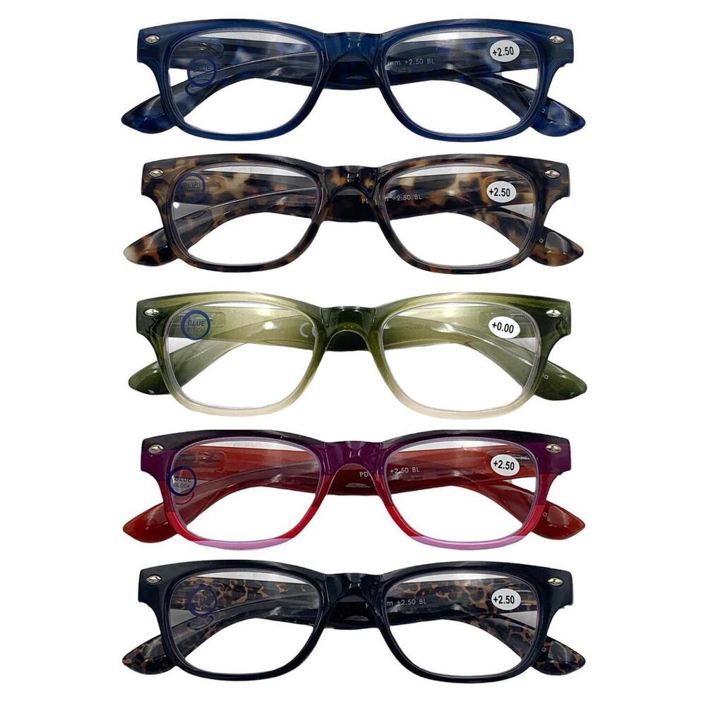 Hummingbird 5-pack Set Basel Blue Light Reading Glasses Assorted